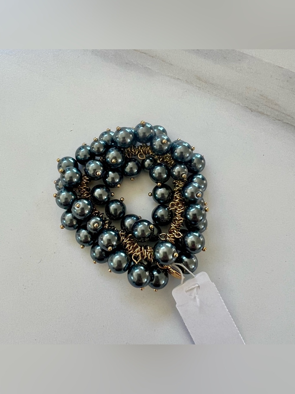 💚 NWT💚 J.CREW Elastic Black Pearl Bracelet